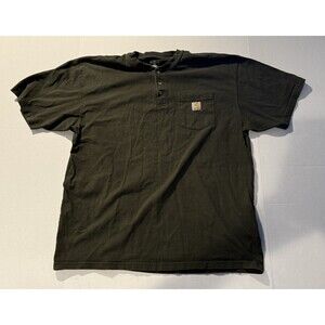 Carhartt Men's XL Army Green Short Sleeve 1/4 Button Shirt Pocket